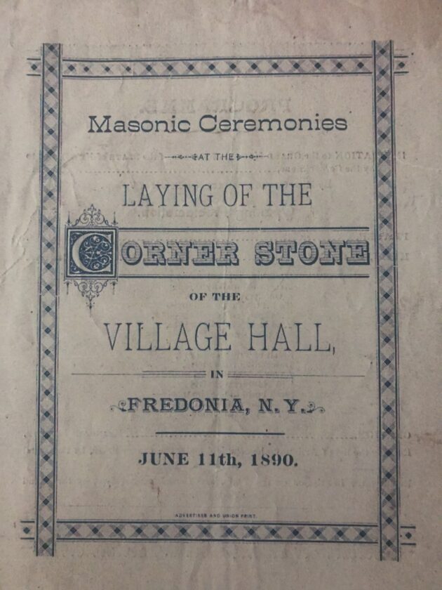 Documents found from laying of Fredonia Village Hall cornerstone News